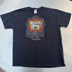 Kerusso Black guitar hero - God Is My Hero graphic Jesus tee with Psalm 18